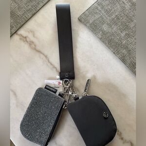 Lululemon Black and Glitter Dual Pouch Wristlet
